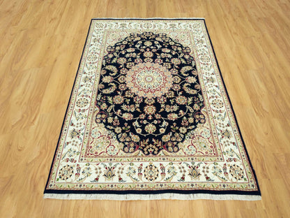 Nain Traditional hand-knotted wool rug in Blue, 5'0" x 6'11", SKU O090493