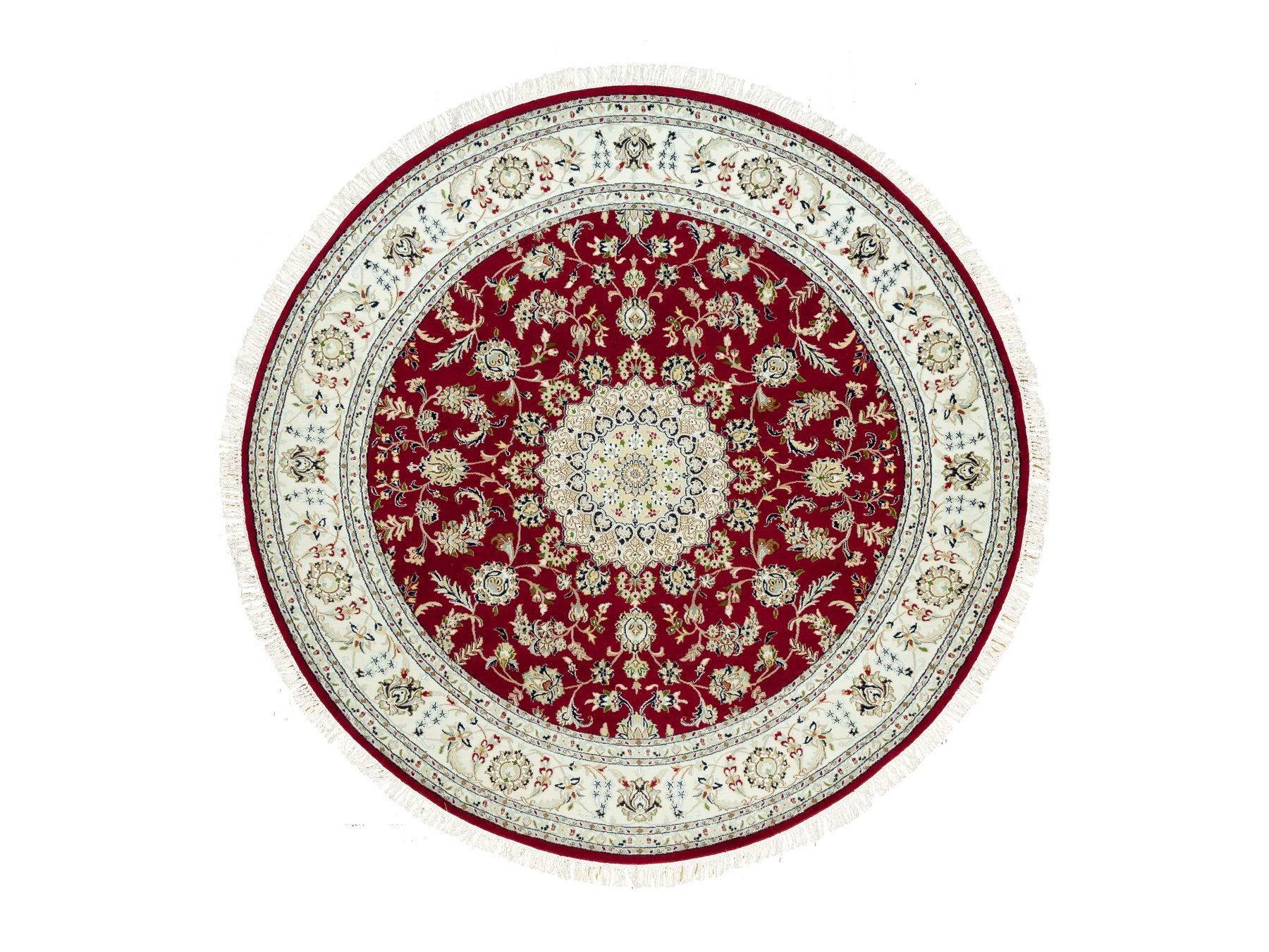 Nain Traditional hand-knotted wool rug in Red, 7'8" x 7'8", SKU O090496