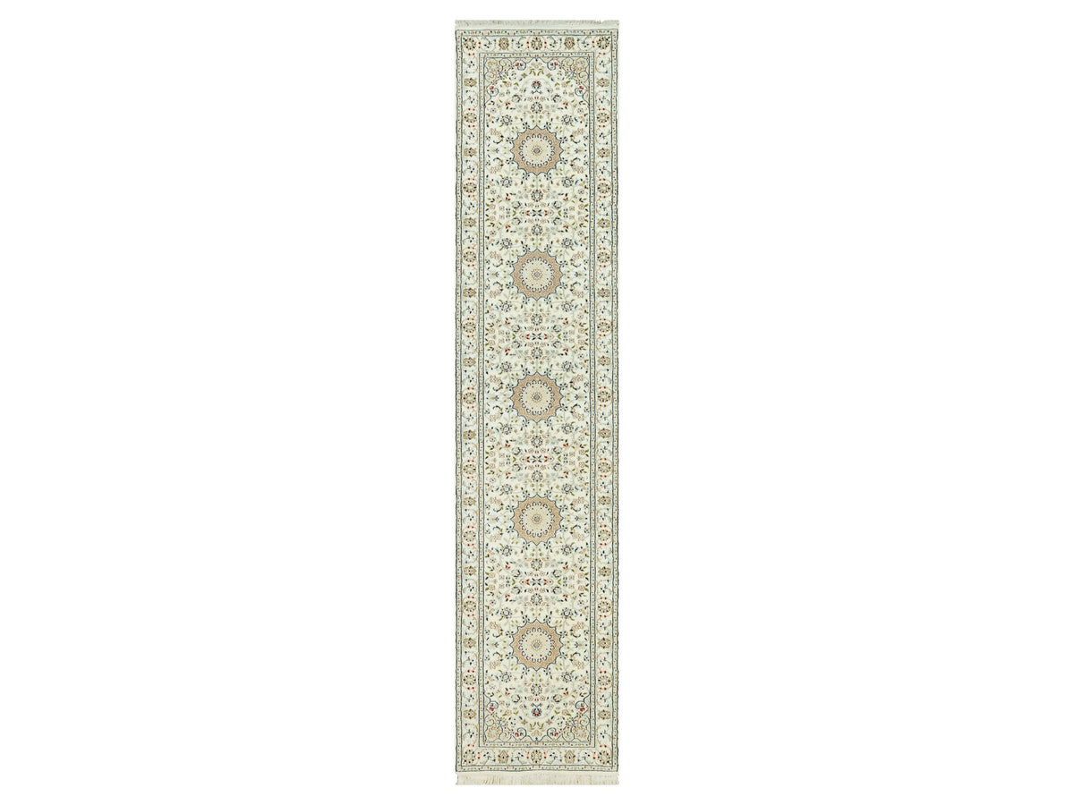 Nain Traditional hand-knotted wool runner in Ivory, 2'8" x 12'1", SKU O090504