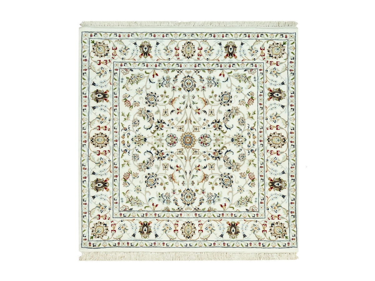 Nain Traditional hand-knotted wool rug in Ivory, 4'2" x 4'2", SKU O090508