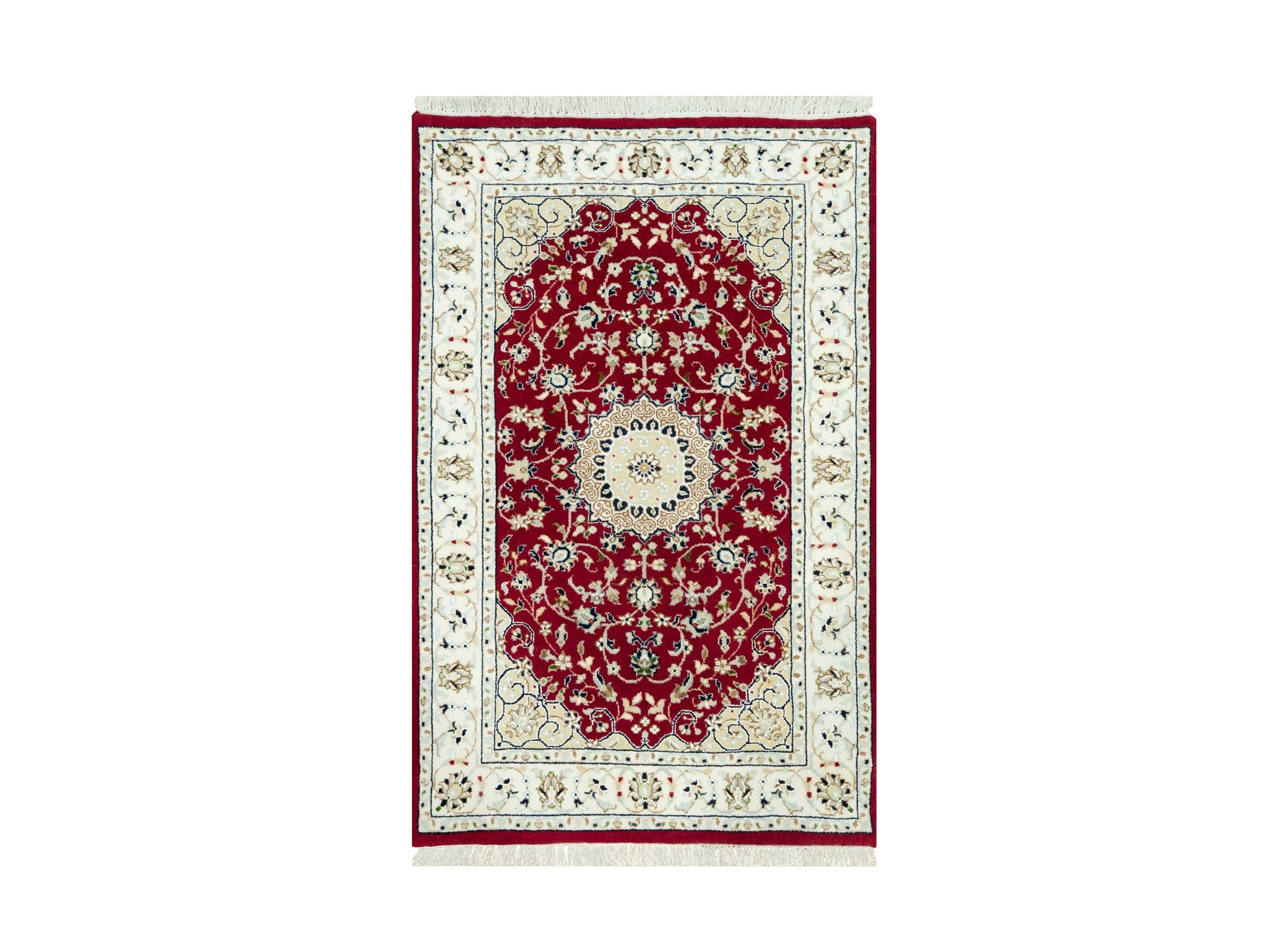 Red 2'7" x 4'1" Traditional Hand knotted Wool Rug - Sku: O090515