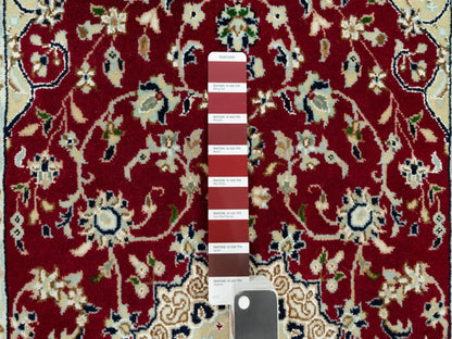 Red 2'7" x 4'1" Traditional Hand knotted Wool Rug - Sku: O090515