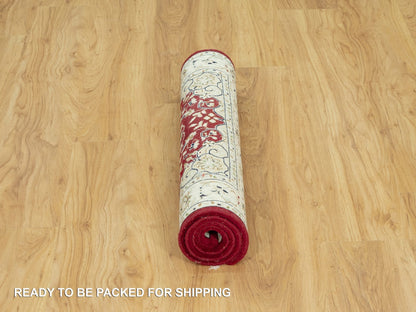 Red 2'7" x 4'1" Traditional Hand knotted Wool Rug - Sku: O090515