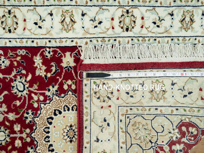 Red 2'7" x 4'1" Traditional Hand knotted Wool Rug - Sku: O090515