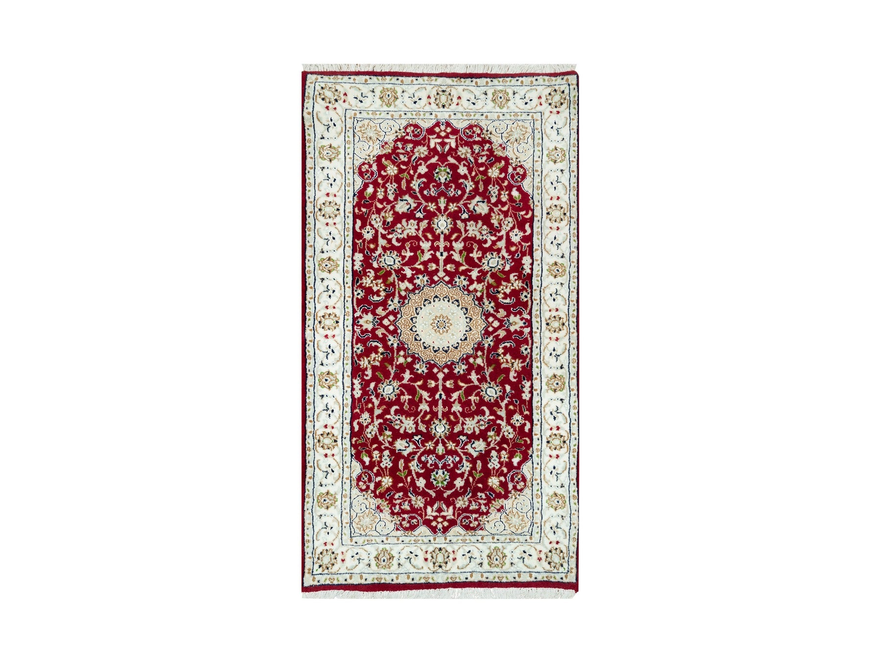 Red 2'4" x 4'9" Traditional Hand knotted Wool Rug - Sku: O090516