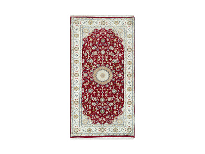 Red 2'4" x 4'9" Traditional Hand knotted Wool Rug - Sku: O090516