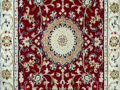 Red 2'4" x 4'9" Traditional Hand knotted Wool Rug - Sku: O090516