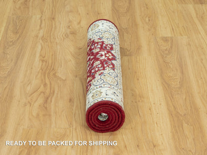 Red 2'4" x 4'9" Traditional Hand knotted Wool Rug - Sku: O090516