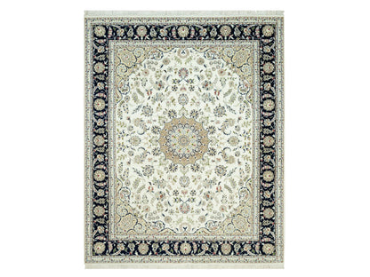 Ivory 7'10" x 10'0" Fine Oriental Hand knotted Wool Rug - Sku: O090519