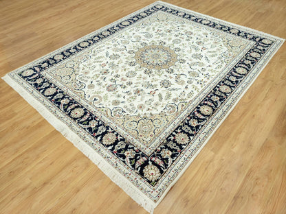Ivory 7'10" x 10'0" Fine Oriental Hand knotted Wool Rug - Sku: O090519