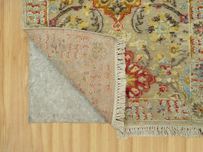 Transitional hand-knotted wool/silk rug in Beige, 2'3" x 3'0", SKU O090522