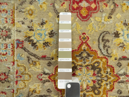 Transitional hand-knotted wool/silk rug in Beige, 2'3" x 3'0", SKU O090522