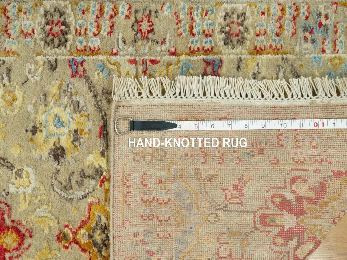 Transitional hand-knotted wool/silk rug in Beige, 2'3" x 3'0", SKU O090522