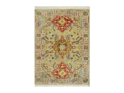 Transitional hand-knotted wool/silk rug in Beige, 2'1" x 3'1", SKU O090523
