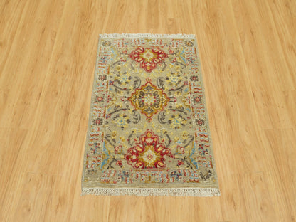 Transitional hand-knotted wool/silk rug in Beige, 2'1" x 3'1", SKU O090523