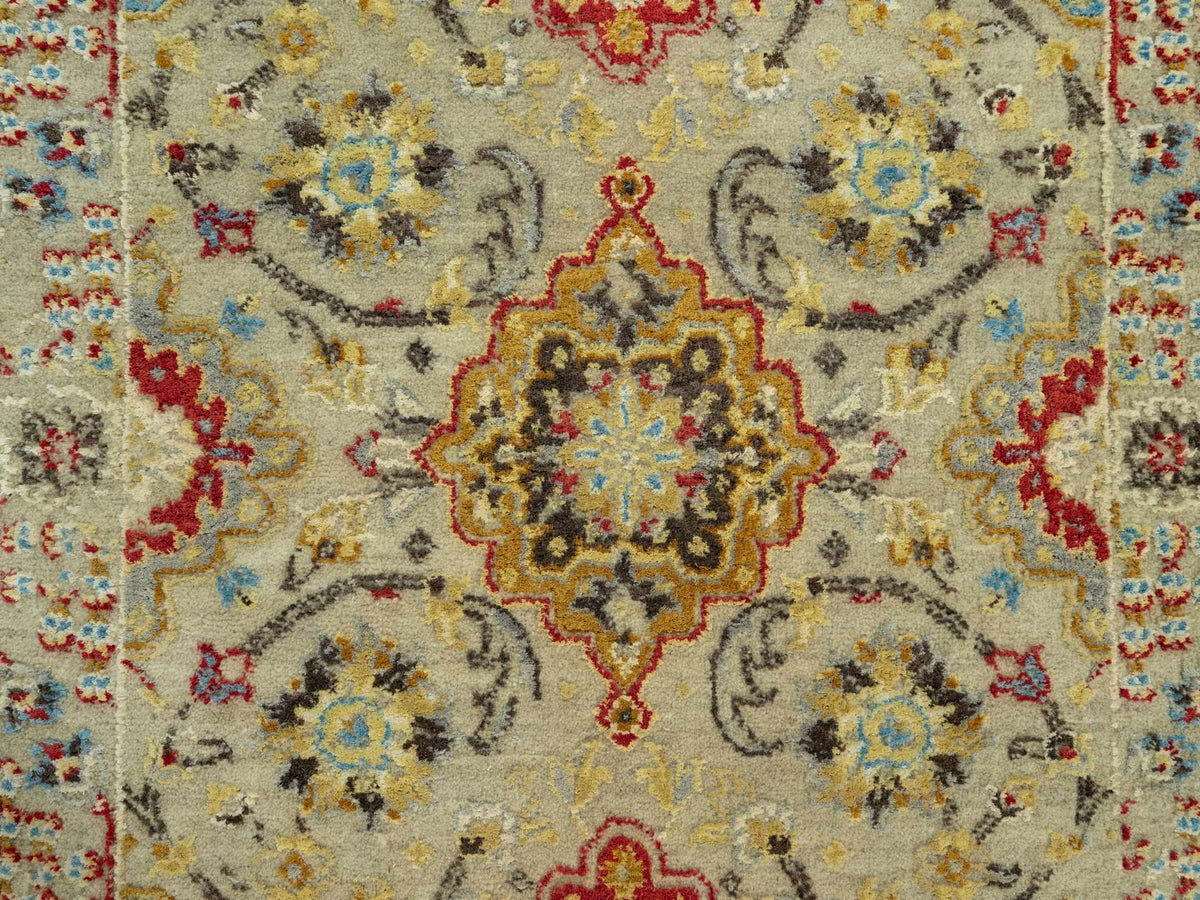 Transitional hand-knotted wool/silk runner in Beige, 2'8" x 6'0", SKU O090524