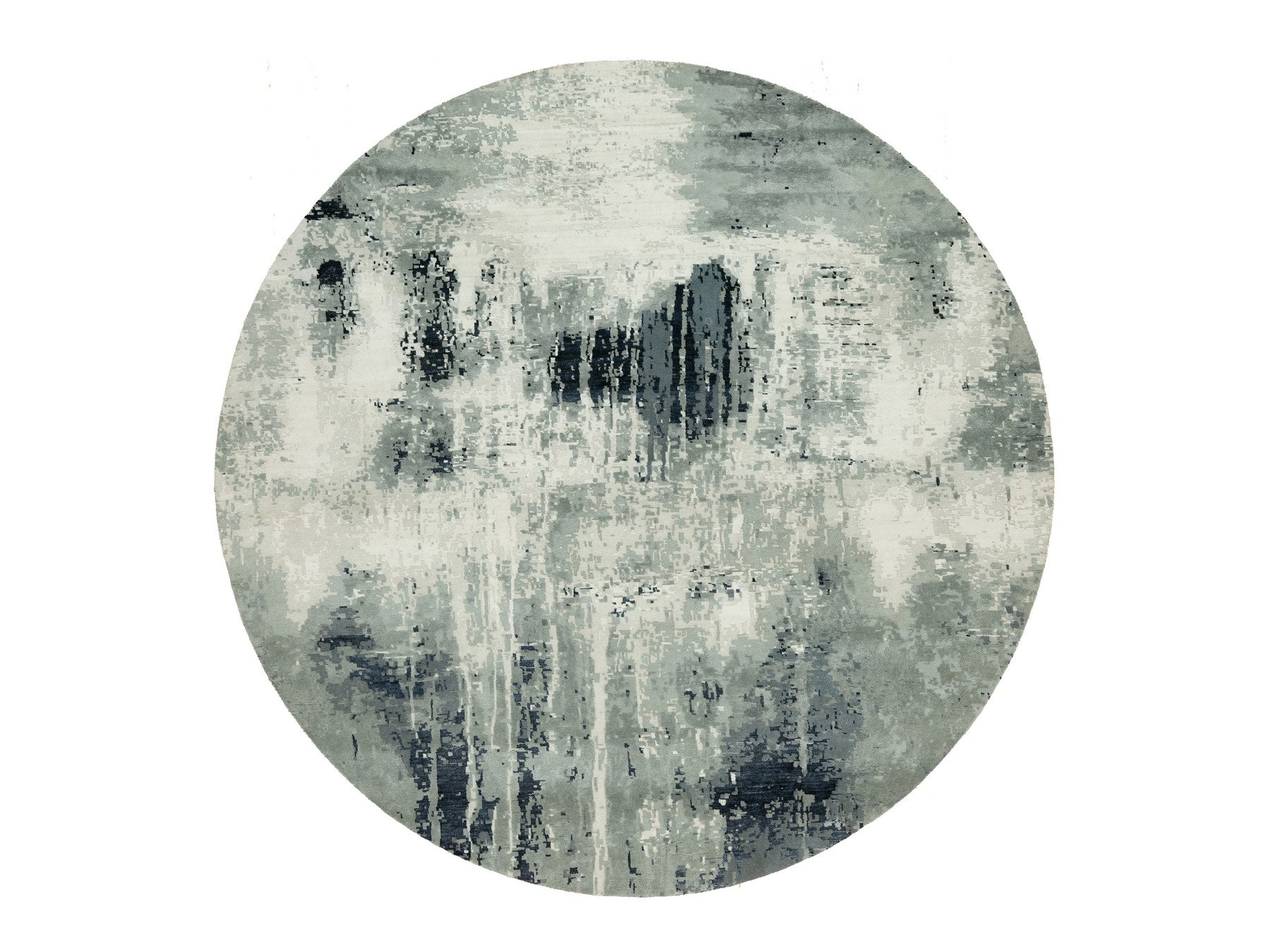 Modern / Contemporary hand-knotted wool/silk rug in Black, 11'9" x 11'9", SKU O090525