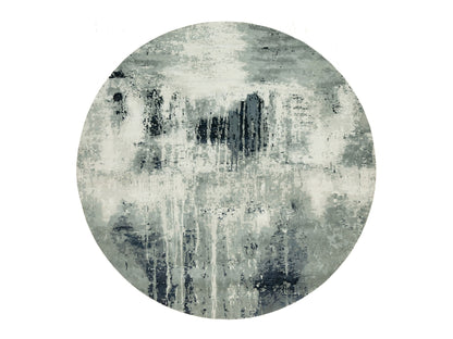 Modern / Contemporary hand-knotted wool/silk rug in Black, 11'9" x 11'9", SKU O090525