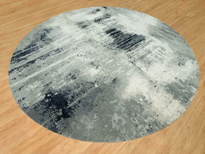Modern / Contemporary hand-knotted wool/silk rug in Black, 11'9" x 11'9", SKU O090525