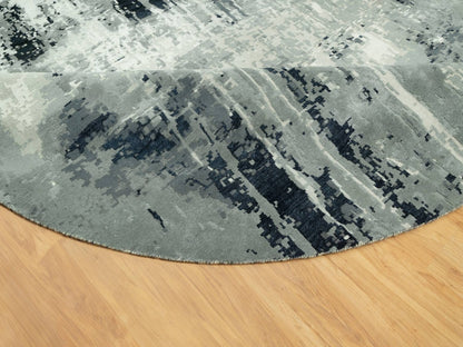 Modern / Contemporary hand-knotted wool/silk rug in Black, 11'9" x 11'9", SKU O090525