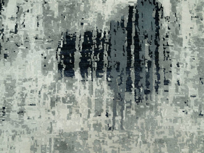 Modern / Contemporary hand-knotted wool/silk rug in Black, 11'9" x 11'9", SKU O090525