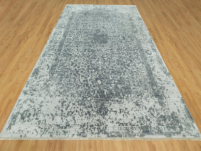 Grey 10'0" x 14'1" Transitional Hand knotted Wool/Silk Rug - Sku: O090527