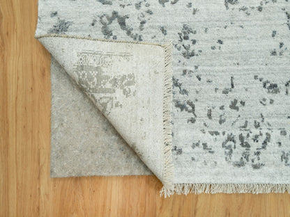 Grey 10'0" x 14'1" Transitional Hand knotted Wool/Silk Rug - Sku: O090527