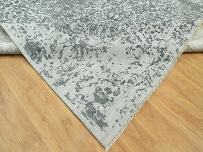 Grey 10'0" x 14'1" Transitional Hand knotted Wool/Silk Rug - Sku: O090527