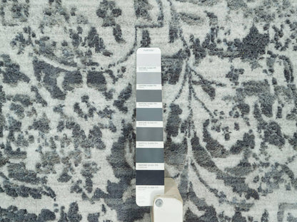 Grey 10'0" x 14'1" Transitional Hand knotted Wool/Silk Rug - Sku: O090527