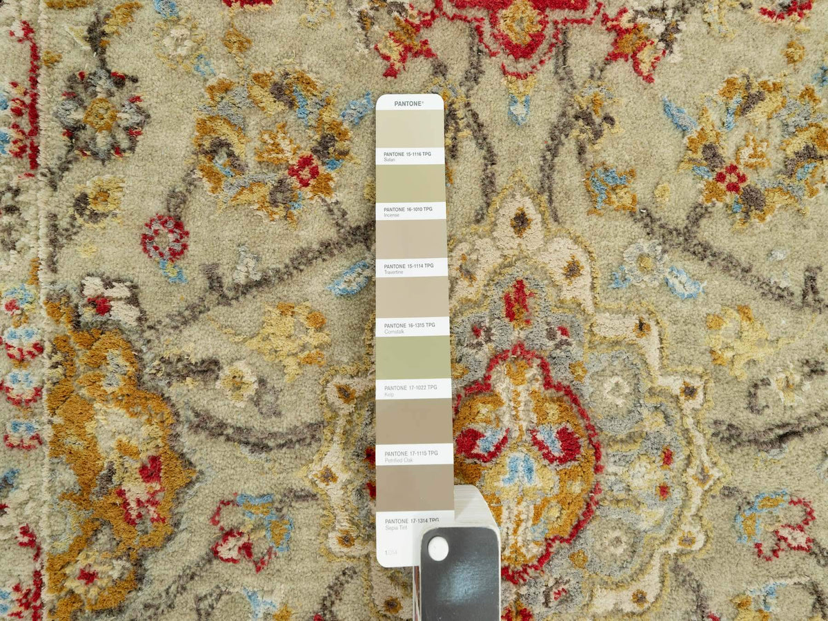 Transitional hand-knotted wool/silk runner in Beige, 2'9" x 15'10", SKU O090528