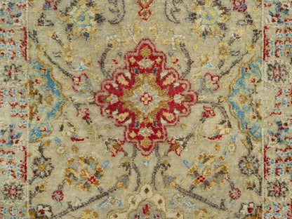 Transitional hand-knotted wool/silk runner in Beige, 2'9" x 15'10", SKU O090528