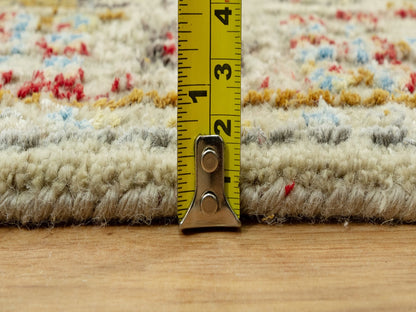 Transitional hand-knotted wool/silk runner in Beige, 2'9" x 15'10", SKU O090528