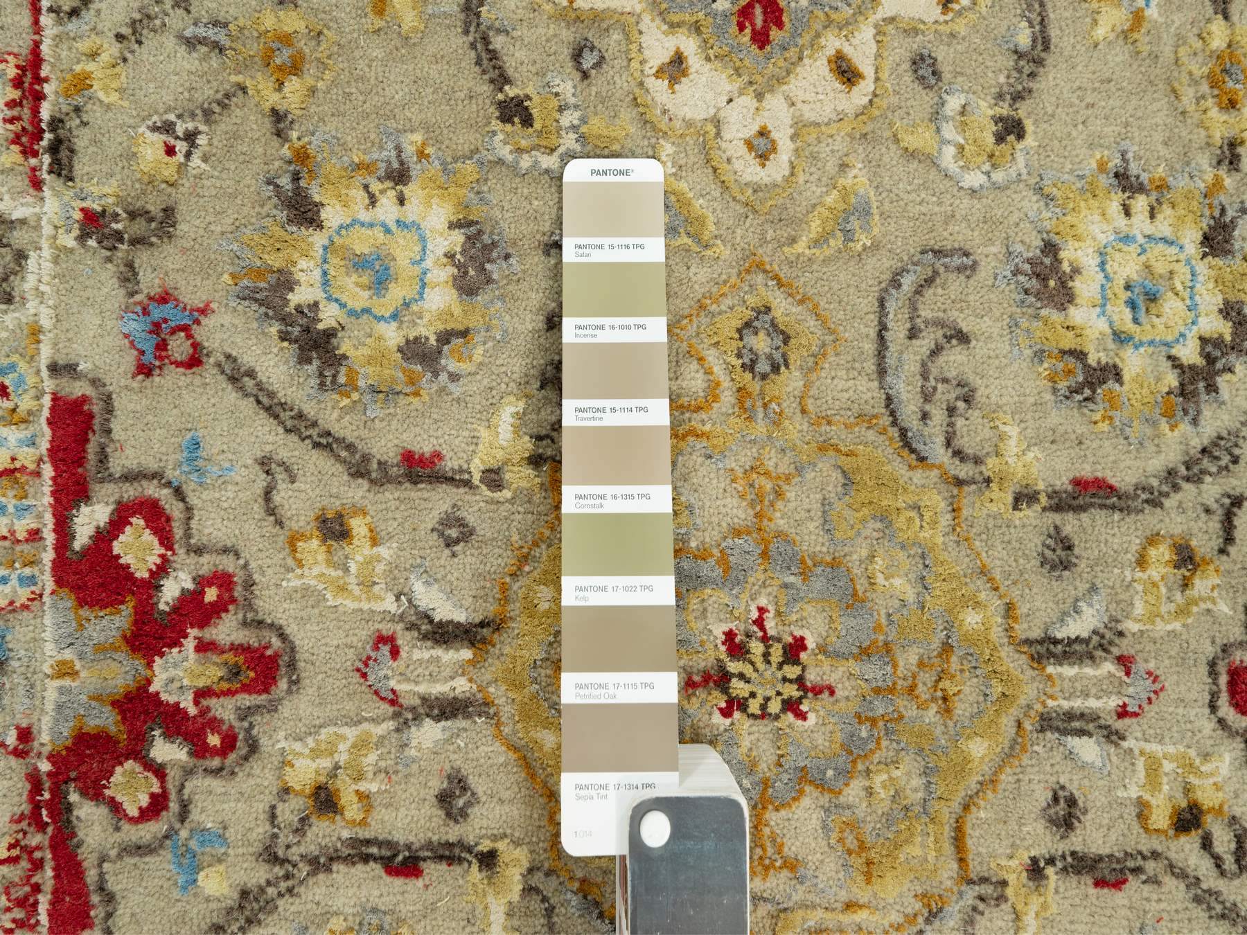 Transitional hand-knotted wool/silk runner in Beige, 2'9" x 18'0", SKU O090530