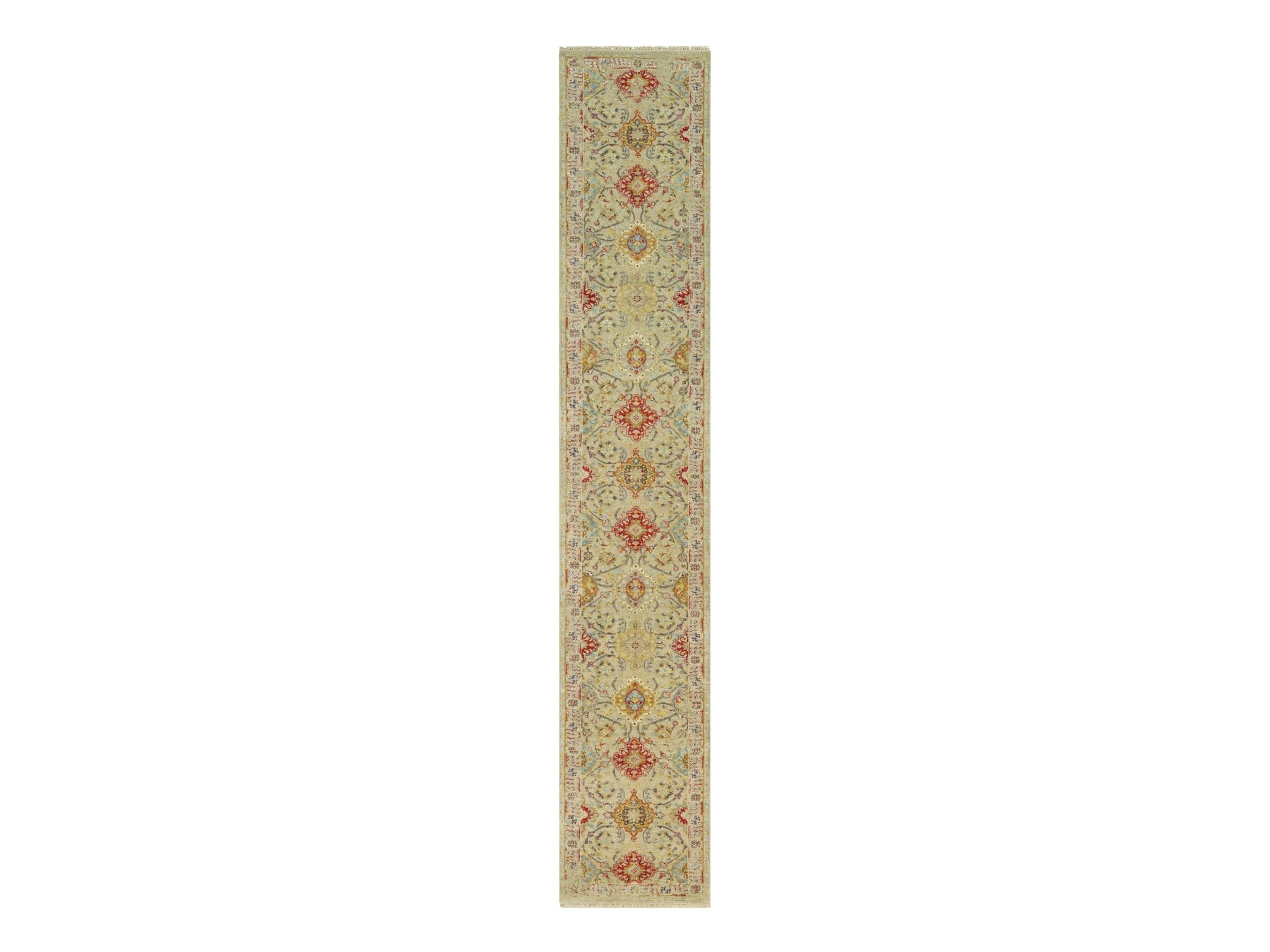 Transitional hand-knotted wool/silk runner in Beige, 2'8" x 15'10", SKU O090531