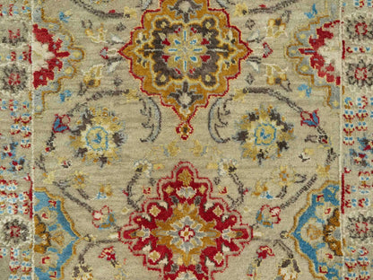 Transitional hand-knotted wool/silk runner in Beige, 2'9" x 17'11", SKU O090532