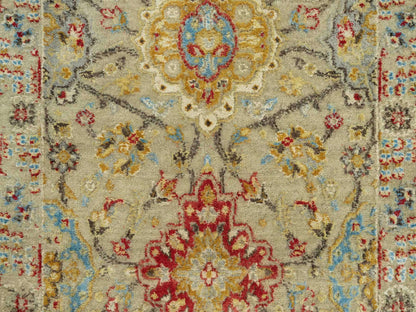 Transitional hand-knotted wool/silk runner in Beige, 2'7" x 19'10", SKU O090533