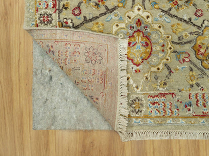 Transitional hand-knotted wool/silk runner in Beige, 2'8" x 6'0", SKU O090534