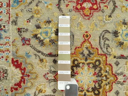 Transitional hand-knotted wool/silk runner in Beige, 2'8" x 6'0", SKU O090534