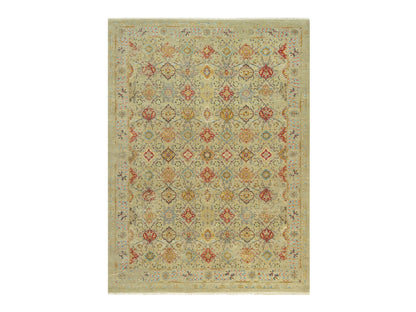 Transitional hand-knotted wool/silk rug in Beige, 10'3" x 13'10", SKU O090535