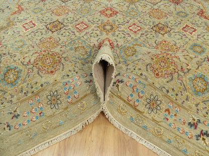 Transitional hand-knotted wool/silk rug in Beige, 10'3" x 13'10", SKU O090535