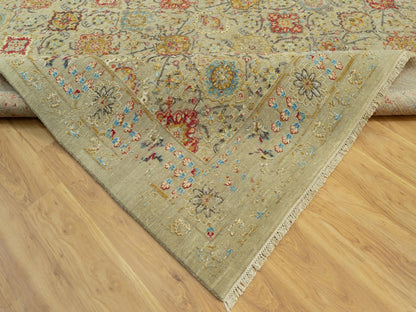 Transitional hand-knotted wool/silk rug in Beige, 10'3" x 13'10", SKU O090535