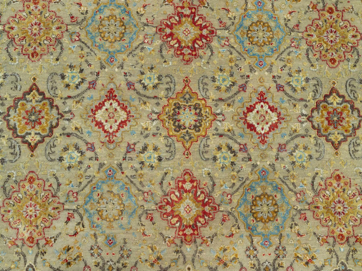 Transitional hand-knotted wool/silk rug in Beige, 10'3" x 13'10", SKU O090535