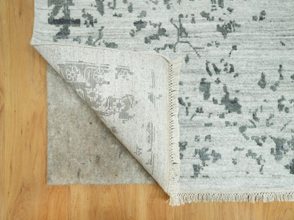 Grey 12'1" x 18'0" Transitional Hand knotted Wool/Silk Rug - Sku: O090546