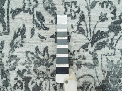 Transitional hand-knotted wool/silk rug in Gray, 12'1" x 18'0", SKU O090546