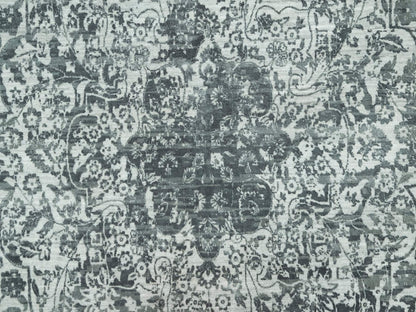Grey 12'1" x 18'0" Transitional Hand knotted Wool/Silk Rug - Sku: O090546