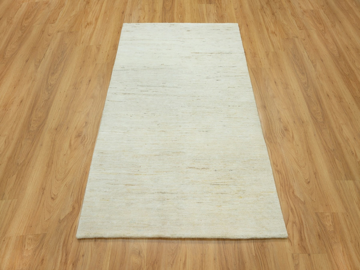 Gabbeh Modern / Contemporary hand-knotted wool rug in Ivory, 3'10" x 5'10", SKU O090553