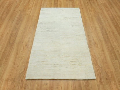 Ivory 3'10" x 5'10" Modern and Contemporary Hand knotted Wool Rug - Sku: O090553