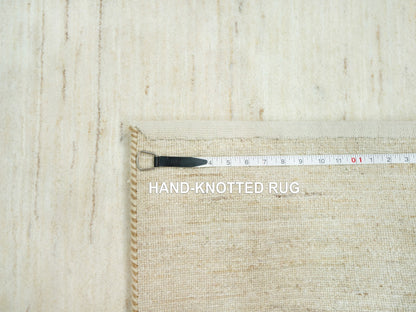 Ivory 3'10" x 5'10" Modern and Contemporary Hand knotted Wool Rug - Sku: O090553