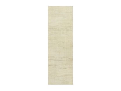 Ivory 2'6" x 8'1" Modern and Contemporary Hand knotted Wool Rug - Sku: O090554