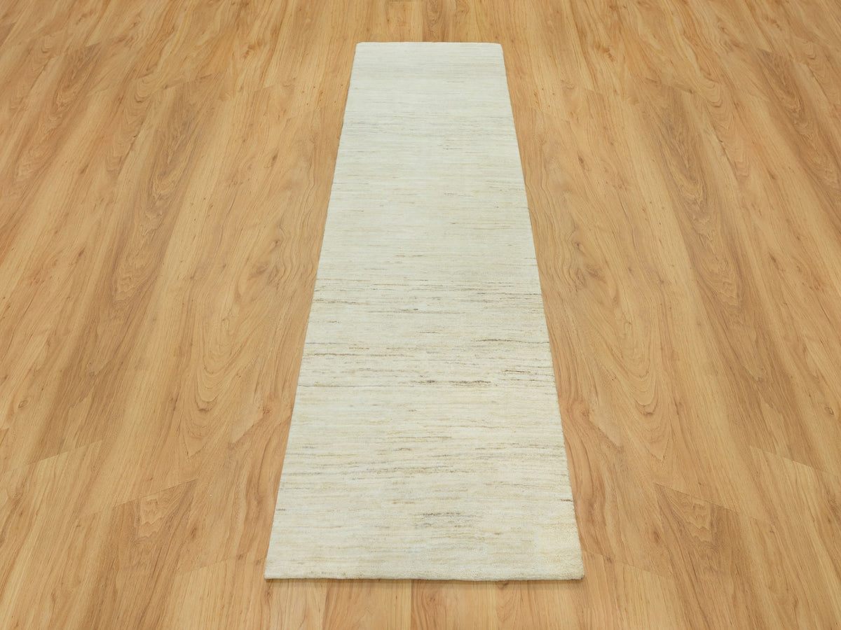 Gabbeh Modern / Contemporary hand-knotted wool runner in Ivory, 2'6" x 8'1", SKU O090554